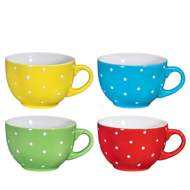 Bruntmor Wide Ceramic Tea Coffee Mug Set 24 Ounce Jumbo Soup Bowl Set of 4 